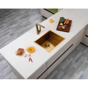 Aqu Brushed Gold Handmade Kitchen Sink 500*440*230mmH